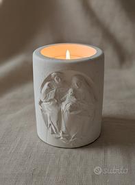 Raro Portacandele Natività Artigianale in Pietra