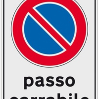 1 cartello stradale " passo carrabile" 25x45 cm