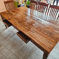 Tavolo XL in legn Massello+ 4 Sedie (Stile Etnico)