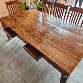 Tavolo XL in legn Massello+ 4 Sedie (Stile Etnico)