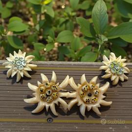 Antica parure spilla orecchini stella alpina