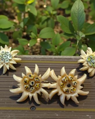 Antica parure spilla orecchini stella alpina