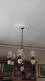 Lampadario classico vintage 6 luci in ceramica