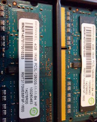 Coppia RAM 8GB (2x4GB) DDR3L 1600MHz SODIMM