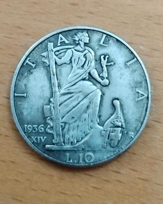 moneta da 10 lire in argento 