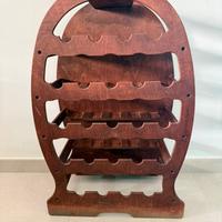 Portabottiglie a forma di botte in legno naturale