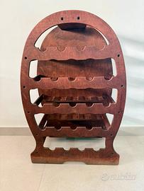 Portabottiglie a forma di botte in legno naturale