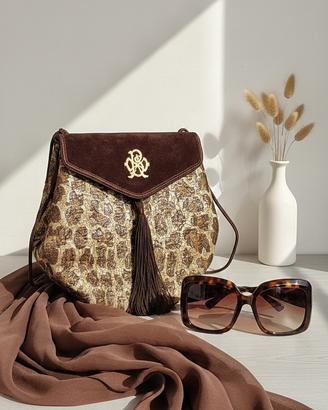 Borsa Blumarine in vera pelle scamosciata e lurex