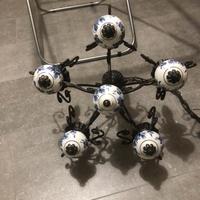 Lampadario in ferro battuto e ceramica