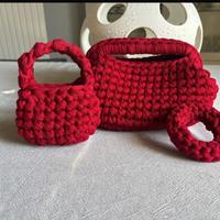 Borsa clic clac uncinetto rossa