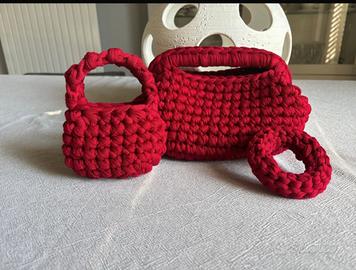 Borsa clic clac uncinetto rossa