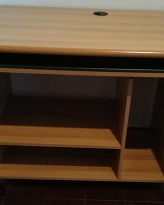 Scrivania per computer con ruote e porta tastiera