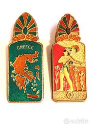 Fermacarte ottone smaltato Grecia vintage