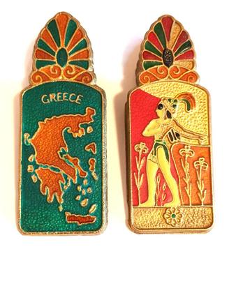 Fermacarte ottone smaltato Grecia vintage
