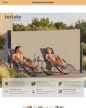 Tenda a scorrimento laterale Tectake