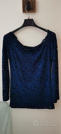 Blusa in pizzo blu 