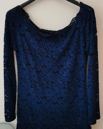 Blusa in pizzo blu 