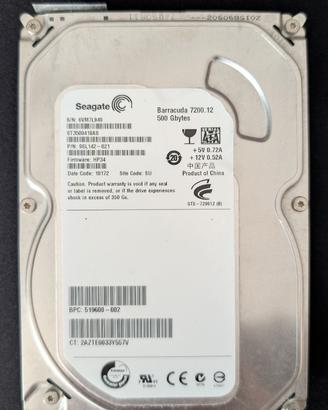 Hard Disk 3.5" Seagate 500GB SATA (Per PC muletto)