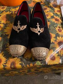 Mocassini JITAI Velvet - Borchie e Fregio Oro