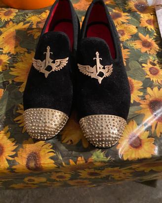 Mocassini JITAI Velvet - Borchie e Fregio Oro