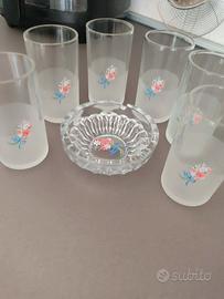 set bicchieri con ceneriera