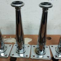 Set 4 Piedi per Mobili Vintage in Acciaio Cromato