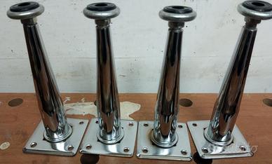 Set 4 Piedi per Mobili Vintage in Acciaio Cromato