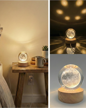 Sfera di cristallo 3D con Luna