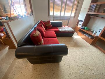 Divano ad L in pelle Marrone scuro circa 280x270