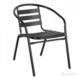 ETNA - sedia impilabile in metallo nero