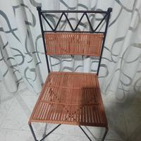 4 sedie in ferro battuto e rattan