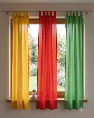 Set di 11 tende a laccetti 150x43 cm nuove giallo,