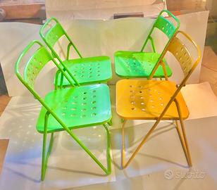 4 sedie in ferro verniciato da esterno ripiegabili