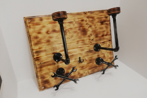 Portacaschi artigianale legno/ferro