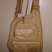 Borsa Monospalla Multitasche in Pelle Beige Nuova