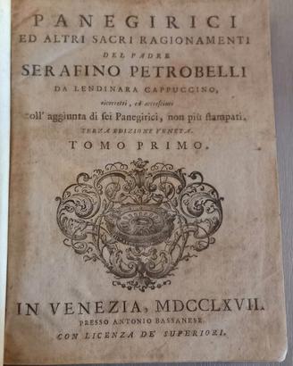Panegirici 1767 Padre Serafino Petrobelli Venezia