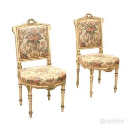 Sedie Laccate e Dorate in Stile Neoclassico