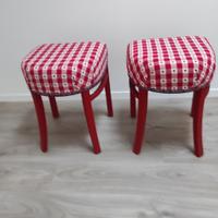 coppia sgabelli vintage in legno imbottiti