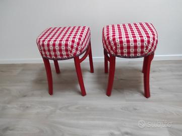 coppia sgabelli vintage in legno imbottiti