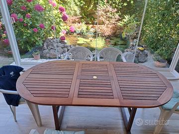 Tavolo da giardino 200x100 in legno con 6 poltrone