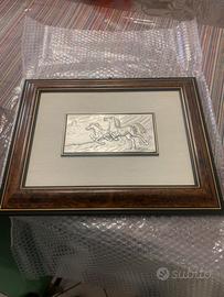 Quadro e vassoio in argento