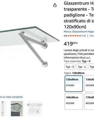 Tettoia in vetro