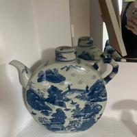 Set 3 vasi in ceramica stile orientale blu/bianco