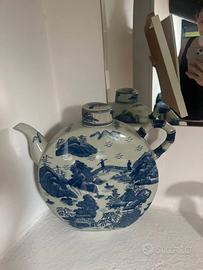 Set 3 vasi in ceramica stile orientale blu/bianco