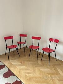 SET 4 sedie vintage rosso