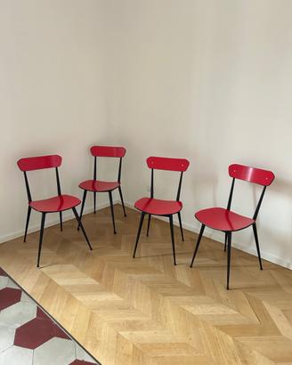 SET 4 sedie vintage rosso
