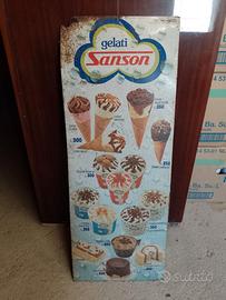 Tabella insegna pubblicitaria gelati Sanson 1979