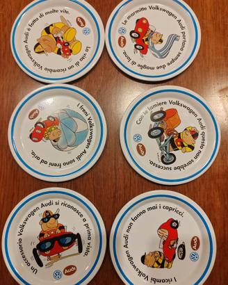 Set 6 sottobicchieri in metallo Volkswagen Audi vi