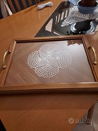 vassoio in legno teak, misura cm. 46x36x3