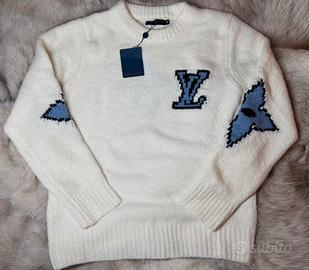 Maglione louis vuitton bianco con dettagli azzurri